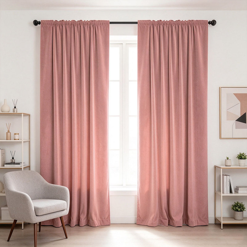 2pcs Solid Velvet Rod Pocket C - Curtain Rods ulasan dan harga