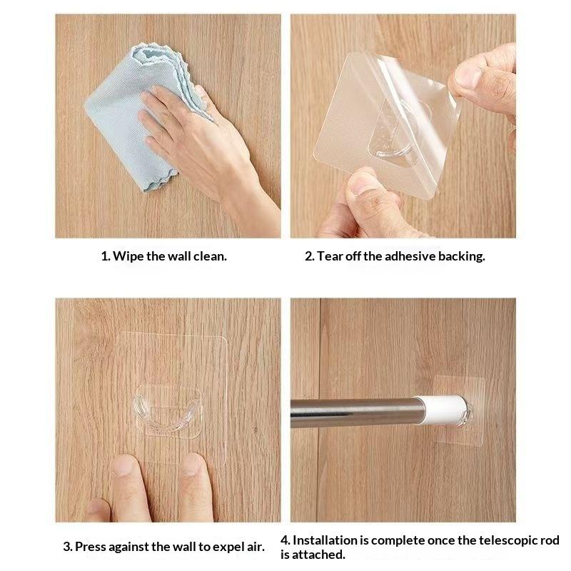 N$ 4 PCS Transparent Adhesive  - Curtain Rods ulasan dan harga