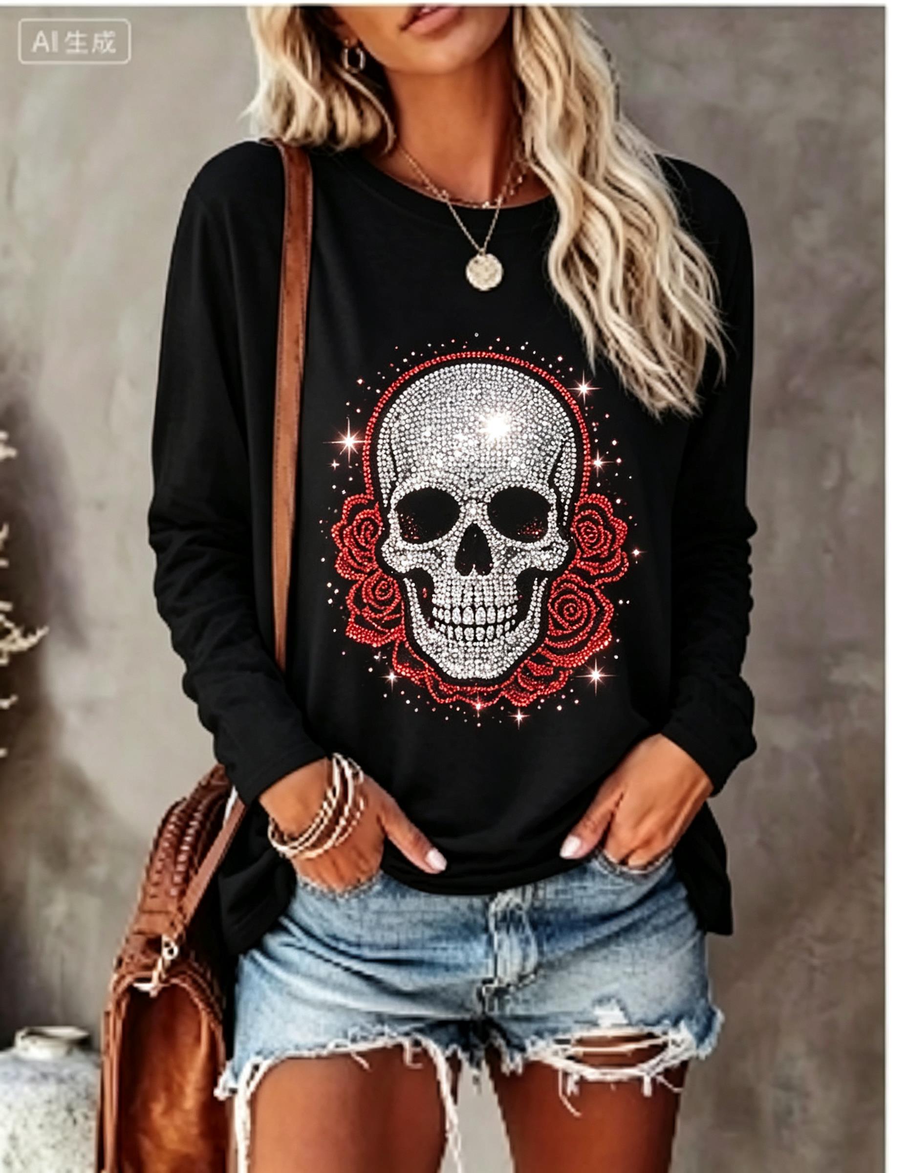 Women Long Sleeve T‑Shirt Simu - Wallpaper ulasan dan harga