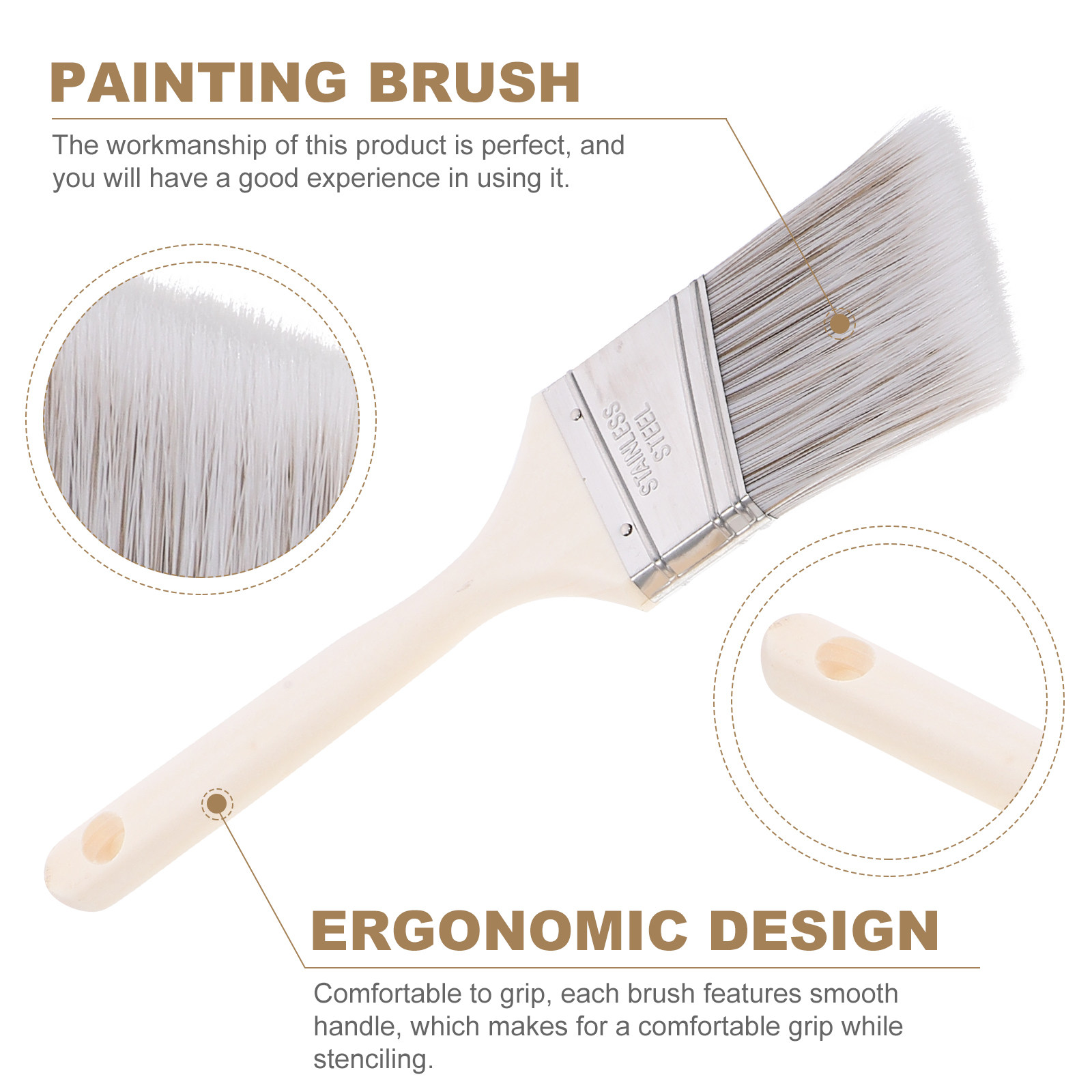 5Pcs Wooden Handle Paint Brush - Home Improvement Fence ulasan dan harga