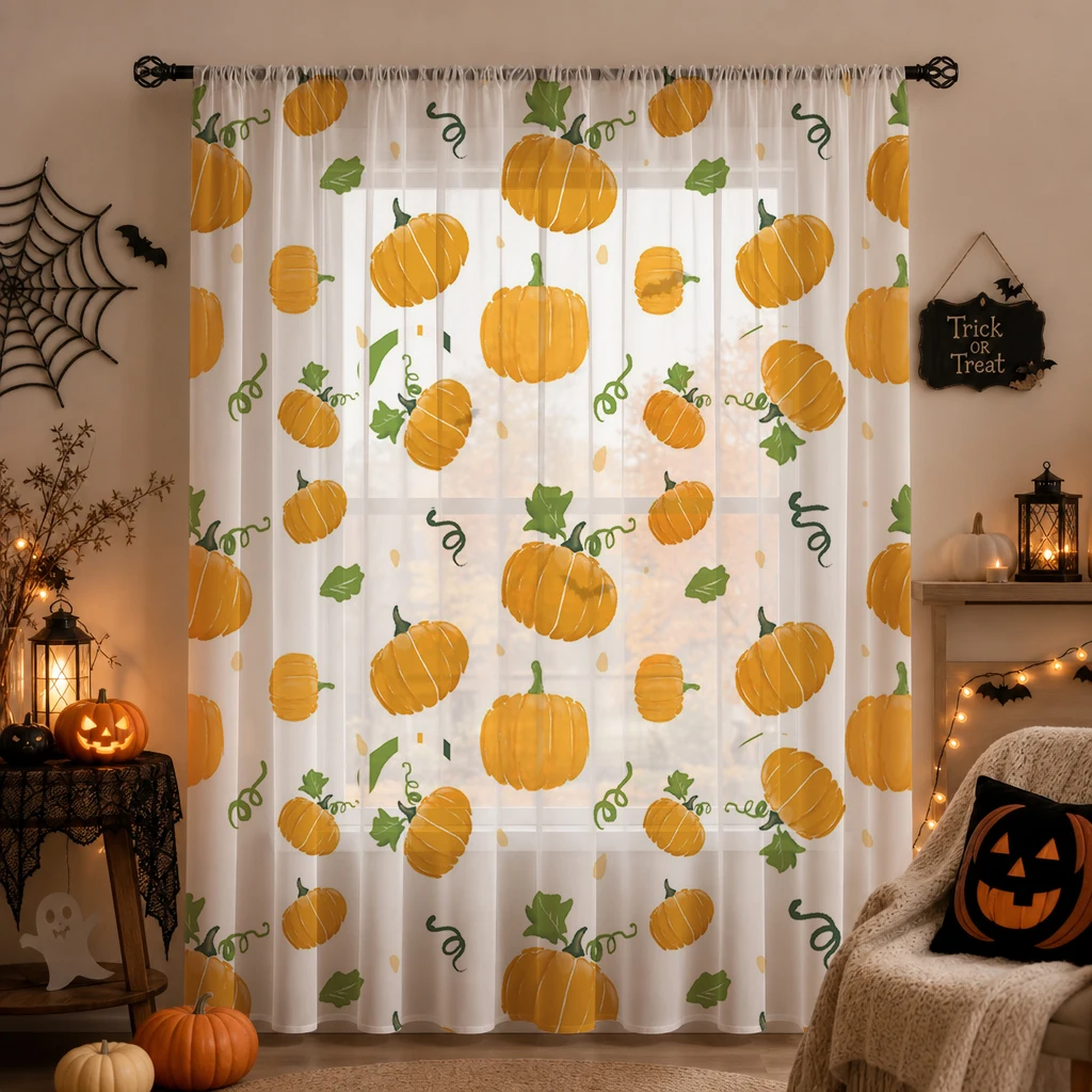 Halloween Sheer Curtain Rod Po - Curtain Rods ulasan dan harga