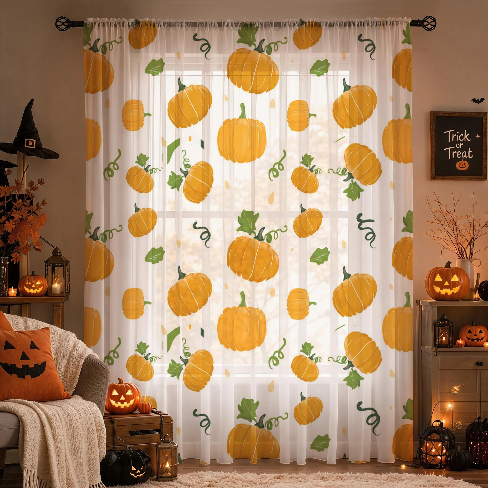 Halloween Sheer Curtain Rod Po - Curtain Rods ulasan dan harga
